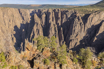 View over the north rim of the Black Canyon of the Gunnison at Gunnison Point near the visitor...