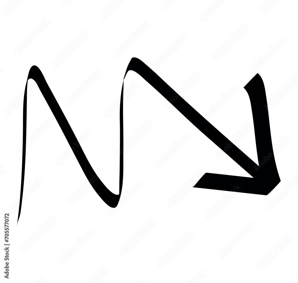 Poster arrow element of black-white set. the minimalistic zigzag arrow symbol showcased in this illustratio