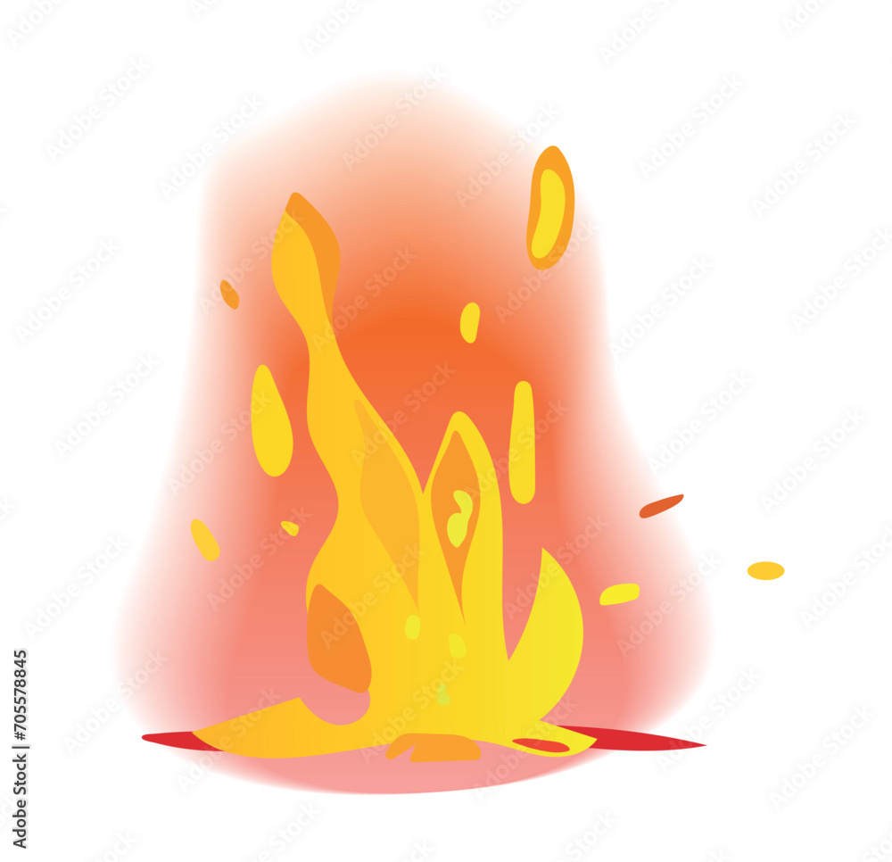 Poster fire element of colorful set. this colorful fireplace illustration is a lively addition to design, b