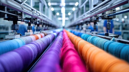 Textile Factory With Colorful Fabric - obrazy, fototapety, plakaty