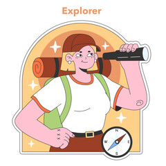 Personality psychological archetype. Character characteristics. Explorer collective unconscious prototype. Flat vector illustration