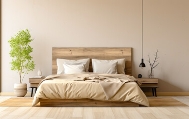 Cozy bedroom with a comfortable bed and stylish interior decor.