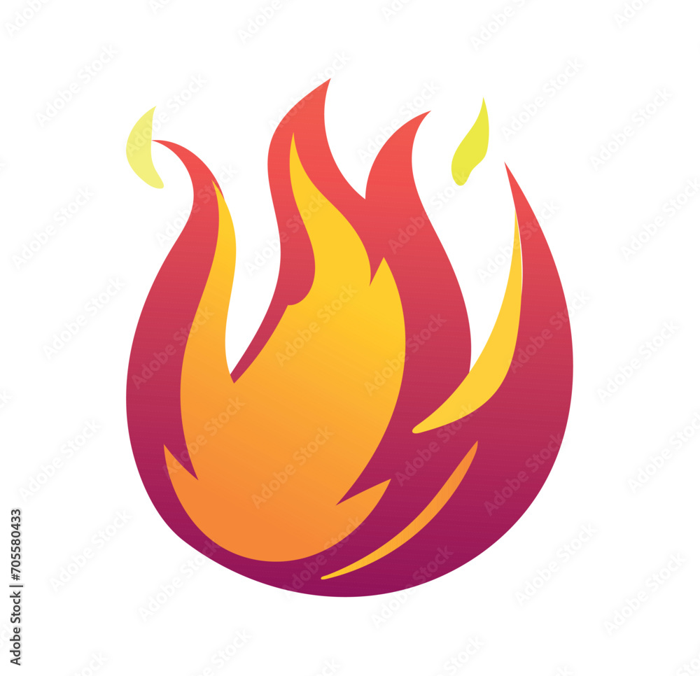 Poster fire element of colorful set. the colors of flame transition seamlessly from one shade to another, p