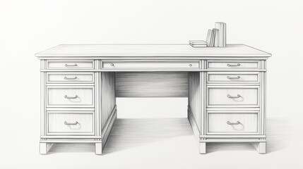 Pencil sketch desk layout
