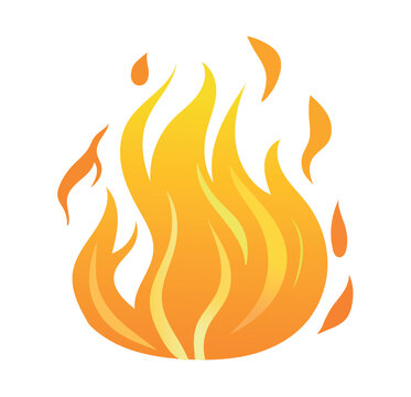 Fire element of colorful set. The flames within the hearth are reflected in this illustration, offering a harmonious blend of shades. Vector illustration.