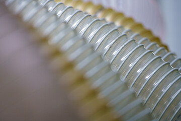 Flexible PUR antistatic suction hose for air conditioning, background flexi hose, industrial ventilation.