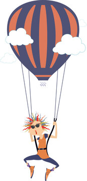 recommend clip art: Cartoon skydiver young woman. 
                    Skydiver woman derives enjoyment from jumping. Isolated on white background
                    