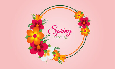Vector spring is coming floral banner design template