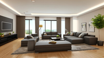 modern living room with fireplace