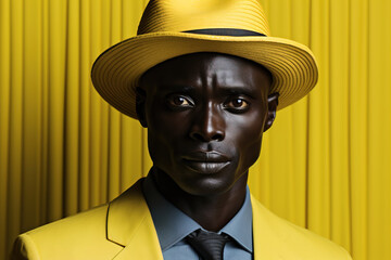 Generative AI image of a stylish man in a yellow suit
