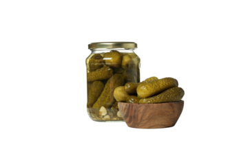 PNG, a jar of cucumber twists, isolated on a white background.