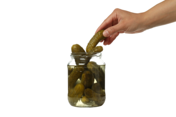 PNG, a can of canned cucumbers, isolated on a white background.
