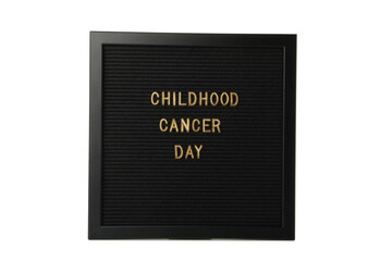 PNG,A black board with the inscription Childhood Cancer Day , isolated on white background