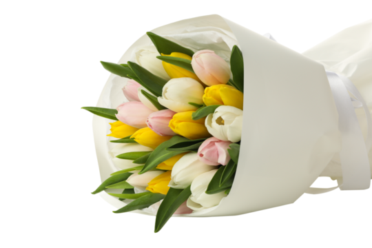 PNG,A bouquet of fresh tulips, isolated on white background