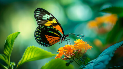 Fototapeta na wymiar Ein Schmetterling auf einer Blumenwiese. Macro Aufnahme der Natur