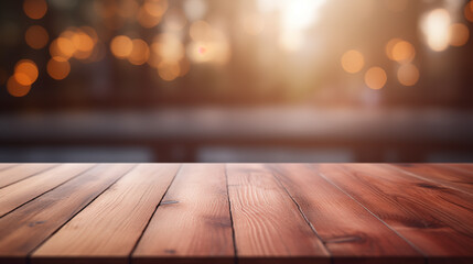 Clean wooden platform on cozy background picture
 - obrazy, fototapety, plakaty