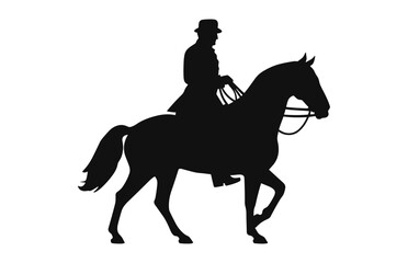 Obraz na płótnie Canvas A Cavalry black Silhouette isolated on a white background, a Silhouette of a Cavalry soldier on horseback black Vector