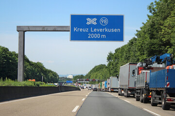 Autobahn A1, Kreuz Leverkusen in Richtung Köln - obrazy, fototapety, plakaty