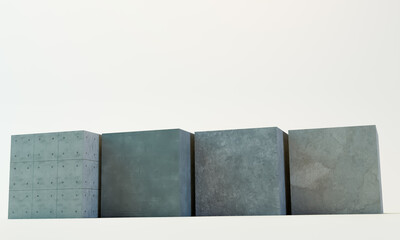 concrete cubes isolated on white background