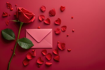 Valentine greeting Letter on background. Generative AI