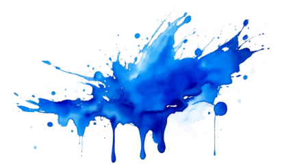  Watercolor splash blue color hand paint texture, isolated transparent background, watercolor brush. png. Generative ai © designermetin