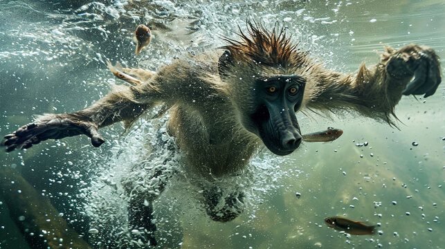 Diving baboon