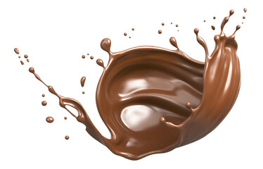 Dark Chocolate splash, Chocolate Milk or Syrup Flowing, 3d illustration.