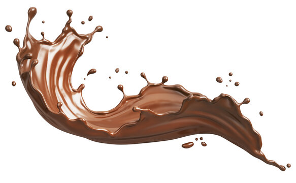 Dark Chocolate splash, Chocolate Milk or Syrup Flowing, 3d illustration.