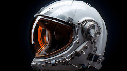 Realistic helmet of Astronaut with clear glass for space exploration and flight in cosmos