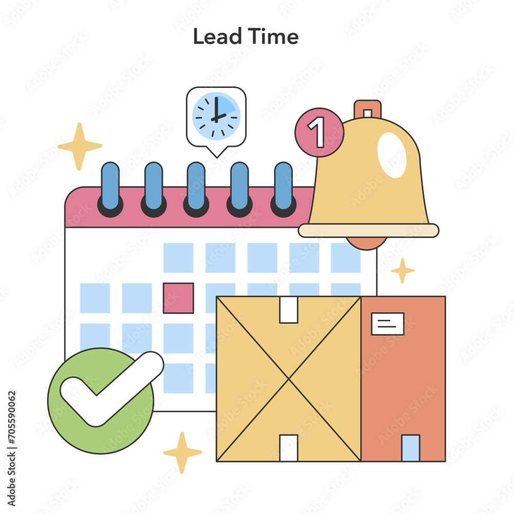 Poster lead time concept. efficient schedule tracking with a calendar and timely package delivery. streamli