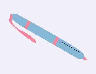 School element of colorful set. This playful cartoon illustration showcases a vibrant pen, inviting you to write your own educational journey. Vector illustration.