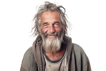 Portrait of happy Homeless man 