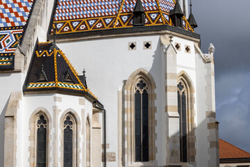 Church of St. Mark, Gothic building with a characteristic colorful roof, Zagreb, Croatia