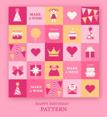 Fototapeta na wymiar Happy Birthday vector pattern, background