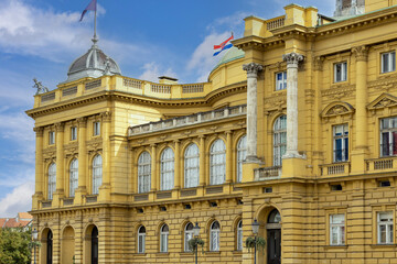Fototapeta na wymiar Croatian National Theatre, baroque building located on Republic of Croatia Square, Zagreb, Croatia