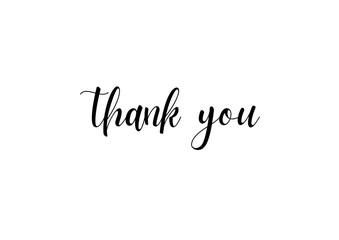 handwriting black Thank you! text on white background.
