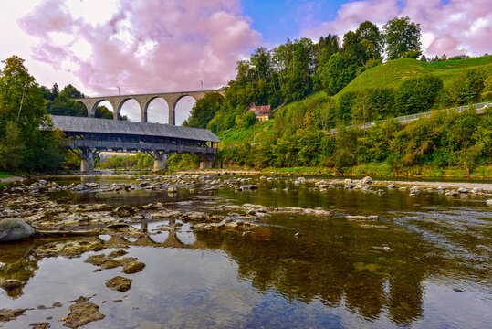 Guggenlochbr&uuml;cke und H&ouml;lzerne Thurbr&uuml;cke in der Gemeinde L&uuml;tisburg im Kanton St. Gallen (Schweiz)