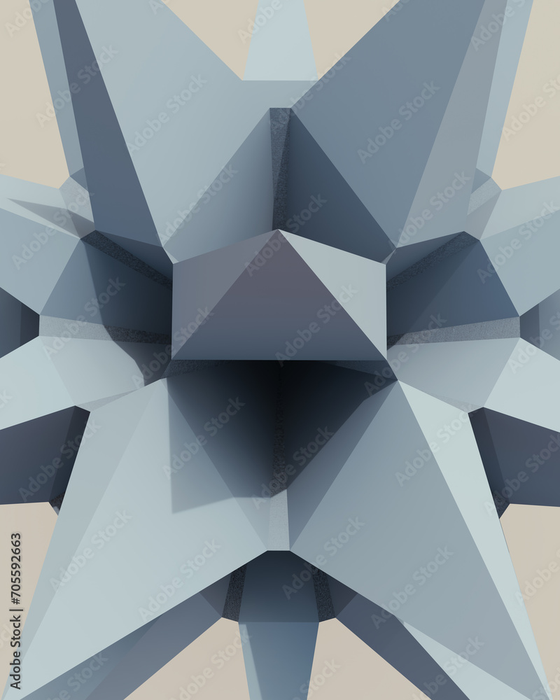 Poster solid 3d geometric shapes blue putty synthetic rubber soft tones patterns triangles structure clean 