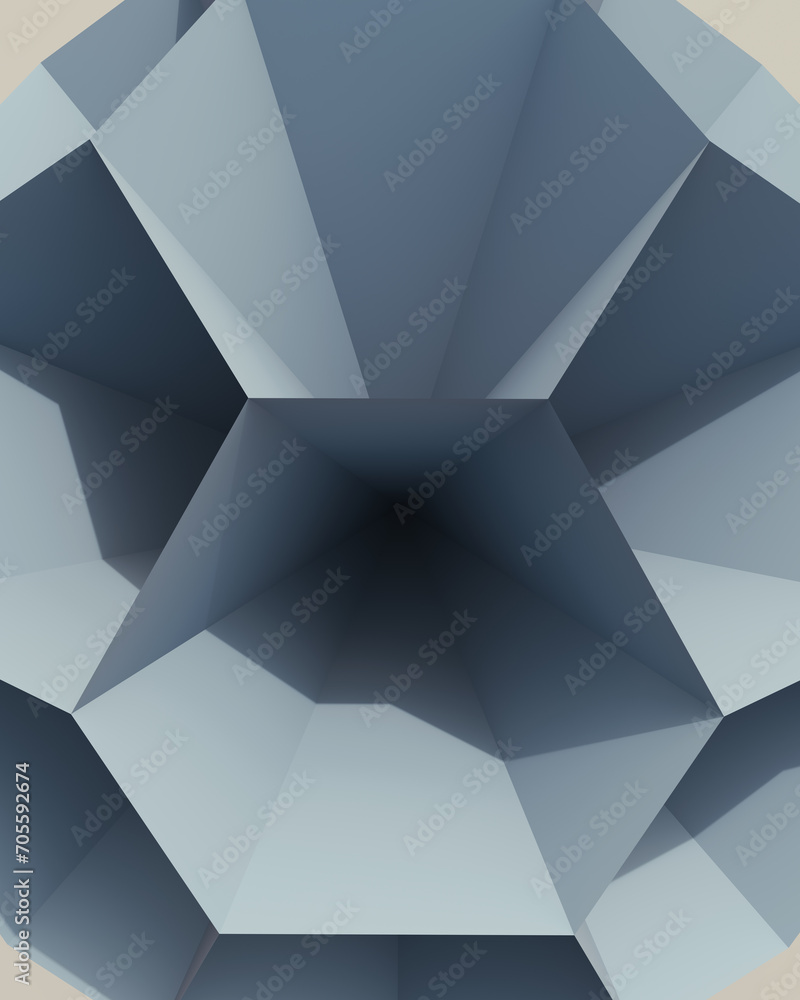 Poster solid 3d geometric shapes blue putty synthetic rubber soft tones patterns triangles structure clean 