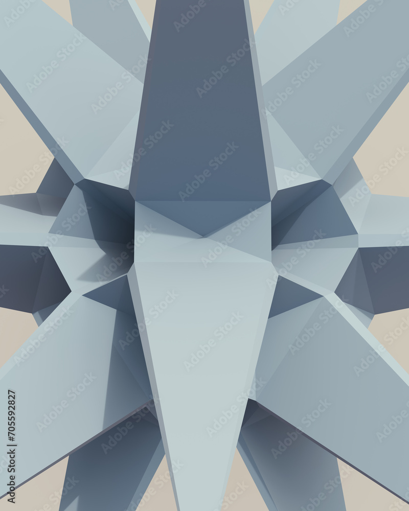 Poster solid 3d geometric shapes blue putty synthetic rubber soft tones patterns triangles structure clean 
