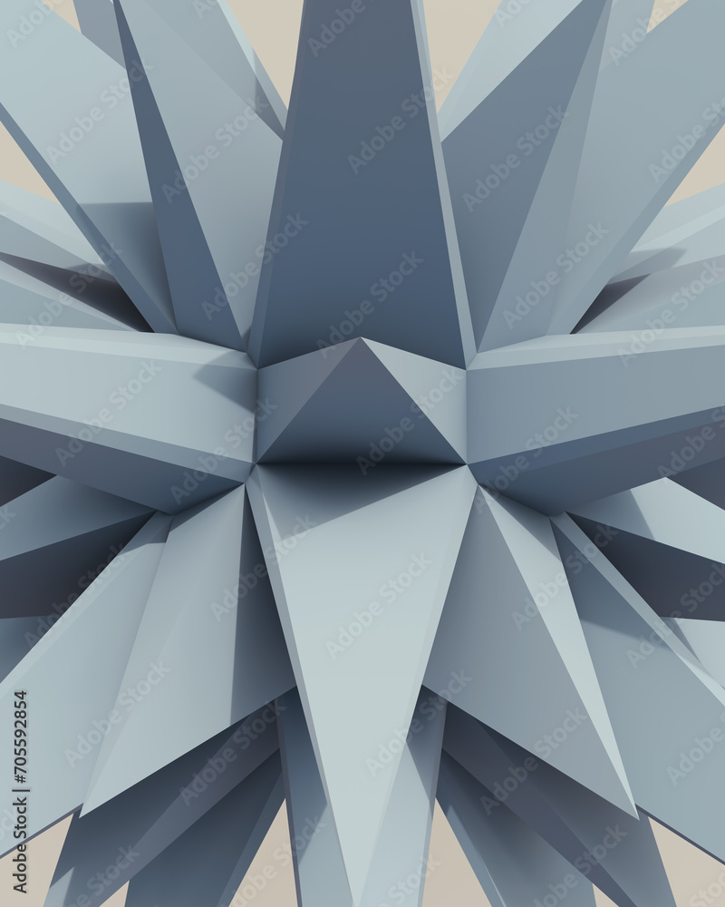 Poster solid 3d geometric shapes blue putty synthetic rubber soft tones patterns triangles structure clean 