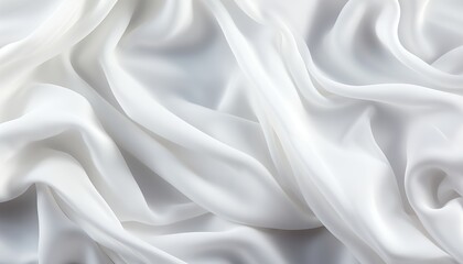 Closeup of elegant crumpled white silk fabric background texture with a luxurious design