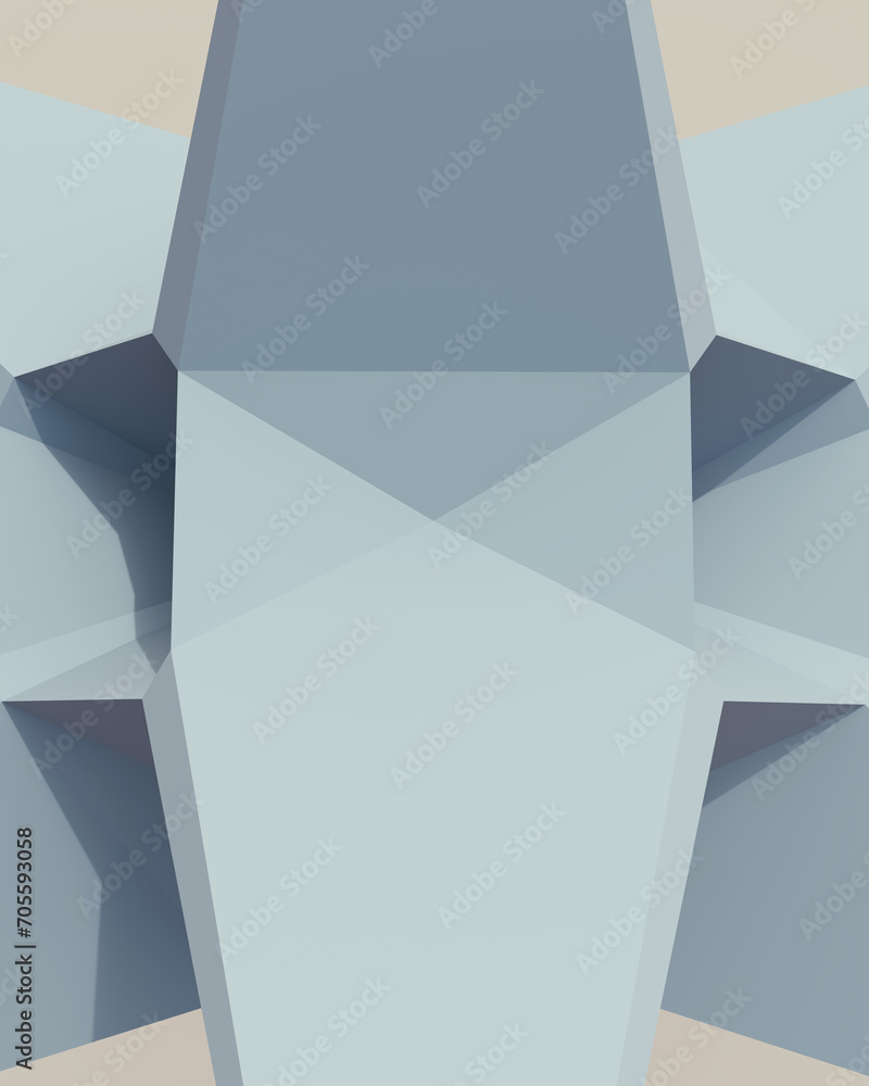 Poster solid 3d geometric shapes blue putty synthetic rubber soft tones patterns triangles structure clean 