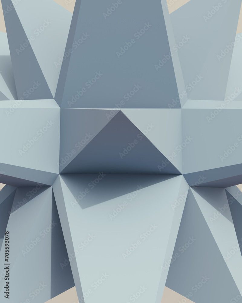 Poster solid 3d geometric shapes blue putty synthetic rubber soft tones patterns triangles structure clean 
