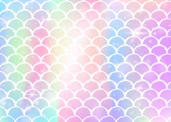 Kawaii mermaid background with princess rainbow scales pattern.