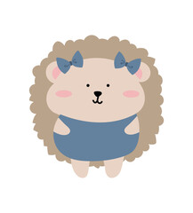 School animal of colorful set. This cartoon hedgehog illustration with whimsical style make it a great addition to educational resources. Vector illustration.