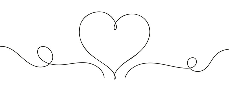 The heart is drawn in one line drawing. Vector illustration