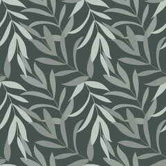 Seamless pattern of delicate leaves in pastel colors. Textile, decor for pastel linen, print, vector