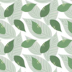 Seamless pattern of delicate leaves in pastel colors. Textile, decor for pastel linen, print, vector