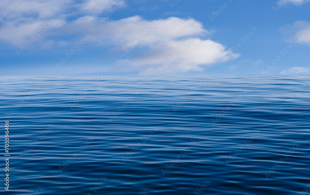 Poster sky blue and clouds background with motion blur of soft ripples with summer sunlight reflection on s